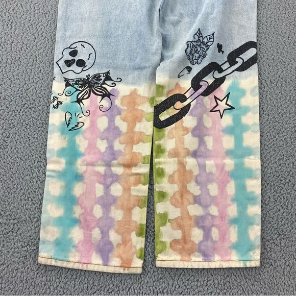 BDG Cowboy Straight Leg Tie-Dye Doodle Designs High Waisted Jeans  |  Size:  28 - Picture 8 of 16